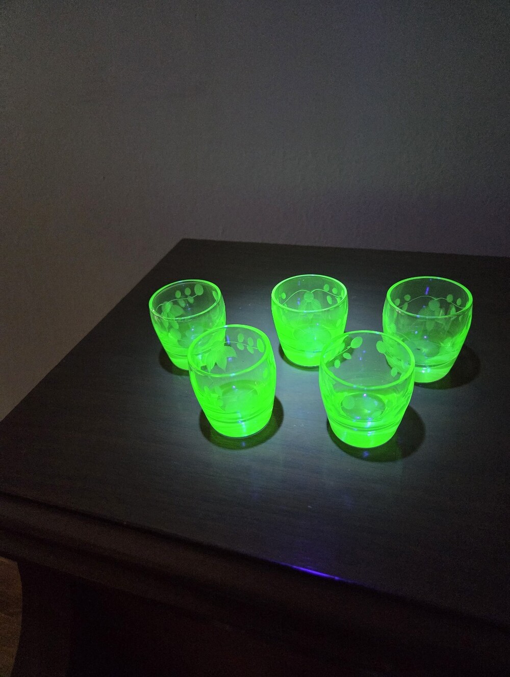 Depression Era Uranium Glass Set of 5 Tumblers/Shot glasses